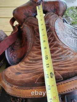 Easy Rider Western Saddle 13 Trail Pleasure Floral Tooling Vintage US Made Pony