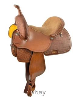 Economy Barrel Style Saddle Set with Basket Stamp Tooling Full QH Bars 15 NEW