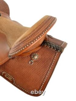 Economy Barrel Style Saddle Set with Basket Stamp Tooling Full QH Bars 15 NEW