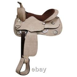 Economy Full Roughout Leather Training Saddle Four D-Rings Full QH Bars 16 NEW