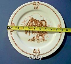 Eight (8) Totally Today Western Cowboy Dinner Plates, 10 1/2, Boots, Saddles