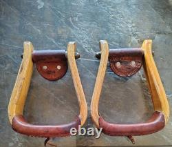 Elrods Western Orangevale CA Curved Wooden Horse Saddle Leather Cover Stirrups