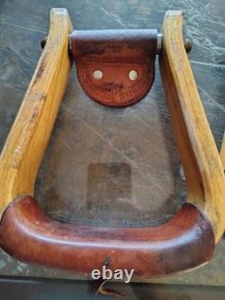Elrods Western Orangevale CA Curved Wooden Horse Saddle Leather Cover Stirrups