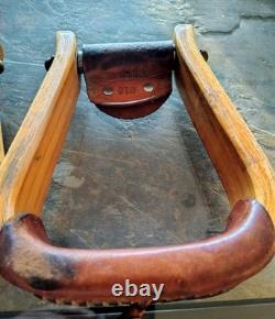 Elrods Western Orangevale CA Curved Wooden Horse Saddle Leather Cover Stirrups