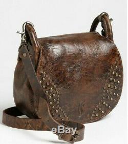 FRYE'Vintage Stud' Crossbody Bag DB051 DISTRESSED BROWN LEATHER MESSENGER