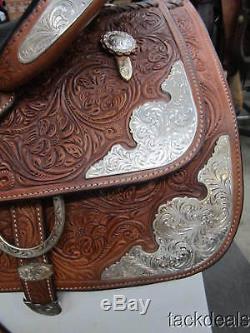 Fancy Silver Circle Y Show Saddle 16 Lightly Used Fully Tooled