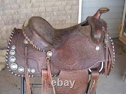 Fantastic 15 Bona Allen Western Ranch Roping Horse Saddle Silver Conchos