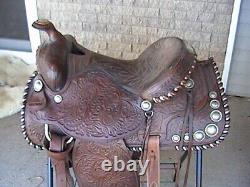 Fantastic 15 Bona Allen Western Ranch Roping Horse Saddle Silver Conchos