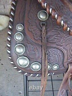 Fantastic 15 Bona Allen Western Ranch Roping Horse Saddle Silver Conchos