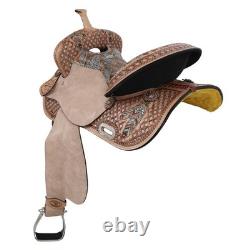 Feathered Horizon Barrel Style Saddle Waffle Tooling Painted Feather FQH 15 NEW