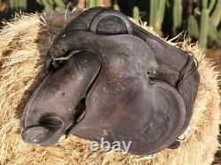 Floral Tooled Vintage Horse Saddle, 14 Seat, Conchos, Western Ranch Decor A