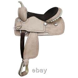 Full Roughout Leather Economy Western Saddle Tooled Borders Full QH Bars 16 NEW