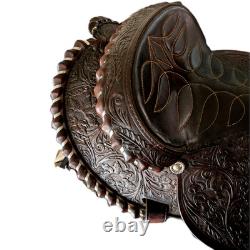 Full Tooled Circle Y Western Show Saddle Silver Trim VERY EARLY