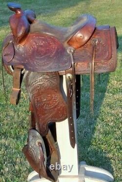 G. H. VAUGHT 15 High QUALITYTOOLED Western Ranch Saddle withTAPADEROS100% USABLE