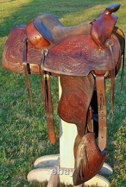 G. H. VAUGHT 15 High QUALITYTOOLED Western Ranch Saddle withTAPADEROS100% USABLE