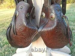 G. H. VAUGHT 15 High QUALITYTOOLED Western Ranch Saddle withTAPADEROS100% USABLE