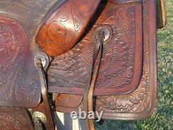 G. H. VAUGHT 15 High QUALITYTOOLED Western Ranch Saddle withTAPADEROS100% USABLE