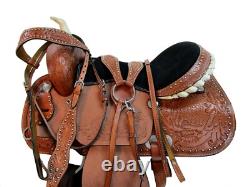 Gaited Horse Western Saddle Floral Tooled Leather Trail Used Tack 15 16 17