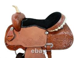 Gaited Horse Western Saddle Floral Tooled Leather Trail Used Tack 15 16 17