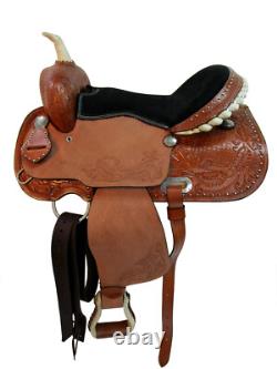 Gaited Horse Western Saddle Floral Tooled Leather Trail Used Tack 15 16 17