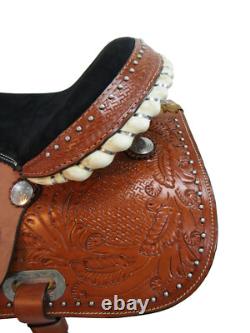 Gaited Horse Western Saddle Floral Tooled Leather Trail Used Tack 15 16 17