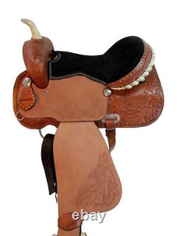 Gaited Horse Western Saddle Floral Tooled Leather Trail Used Tack 15 16 17
