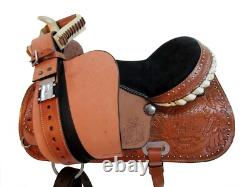 Gaited Horse Western Saddle Floral Tooled Leather Trail Used Tack 15 16 17