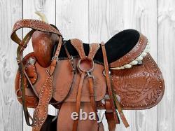 Gaited Horse Western Saddle Floral Tooled Leather Trail Used Tack 15 16 17