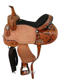 Gaited Horse Western Saddle Pleasure Trail Black Tooled Used Leather 15 16 17