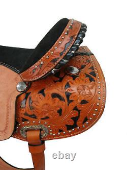 Gaited Horse Western Saddle Pleasure Trail Black Tooled Used Leather 15 16 17