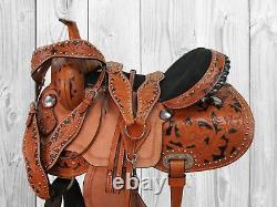 Gaited Horse Western Saddle Pleasure Trail Black Tooled Used Leather 15 16 17