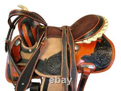 Gaited Western Saddle Pleasure Trail Brown Used Leather Horse Tack Set 15 16 17