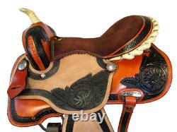Gaited Western Saddle Pleasure Trail Brown Used Leather Horse Tack Set 15 16 17