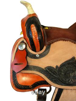 Gaited Western Saddle Pleasure Trail Brown Used Leather Horse Tack Set 15 16 17