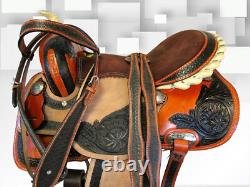 Gaited Western Saddle Pleasure Trail Brown Used Leather Horse Tack Set 15 16 17