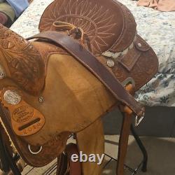 Genuine 2000 Billy Cook Half Breed Barrel Saddle #2010 Sulphur, OK-15 Inch