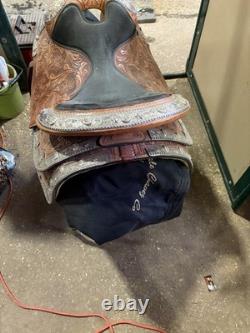 Gorgeous Size 16 Silver Loaded Dale Chavez Western Show Saddle With Cover