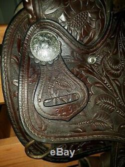 Gorgeous Vintage Billy Royal 15 Arabian Western Saddle 3135 Silver Round Skirt