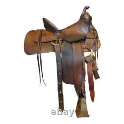 HH Heiser Collectible Vintage Saddle 1920s Dark Oil 14 Seat, Stamps 923/23905