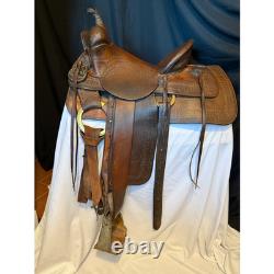 HH Heiser Collectible Vintage Saddle 1920s Dark Oil 14 Seat, Stamps 923/23905