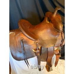 HH Heiser Collectible Vintage Saddle 1920s Dark Oil 14 Seat, Stamps 923/23905