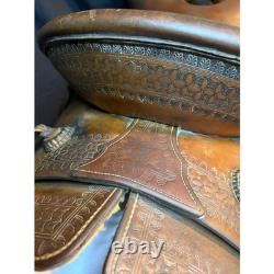 HH Heiser Collectible Vintage Saddle 1920s Dark Oil 14 Seat, Stamps 923/23905