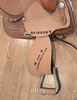 HI-Point Brown Leather Natural Hand Tooled Western Horse Saddle 14 Seat