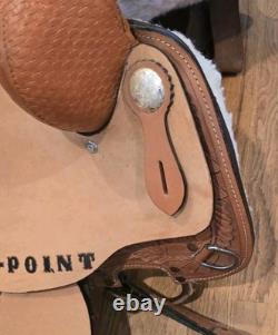 HI-Point Brown Leather Natural Hand Tooled Western Horse Saddle 14 Seat