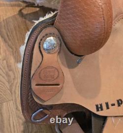 HI-Point Brown Leather Natural Hand Tooled Western Horse Saddle 14 Seat