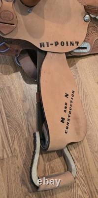 HI-Point Brown Leather Natural Hand Tooled Western Horse Saddle 14 Seat