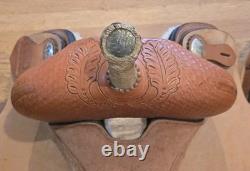 HI-Point Brown Leather Natural Hand Tooled Western Horse Saddle 14 Seat