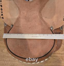 HI-Point Brown Leather Natural Hand Tooled Western Horse Saddle 14 Seat