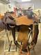 Hr Brown Leather Roping Western Saddle 16 In Traditional Design With Stirrups