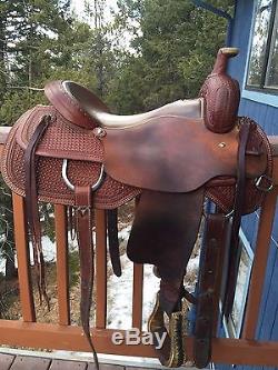 HR Saddlery Ranch Cutter cow-horse roping custom saddle BEAUTIFUL 16.5 seat